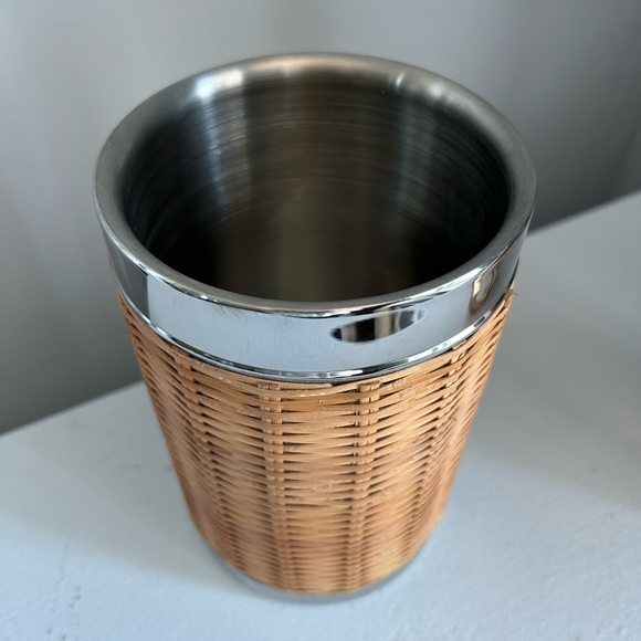 Crate&Barrel SS/Rattan Wine Chiller - Picture 3 of 5